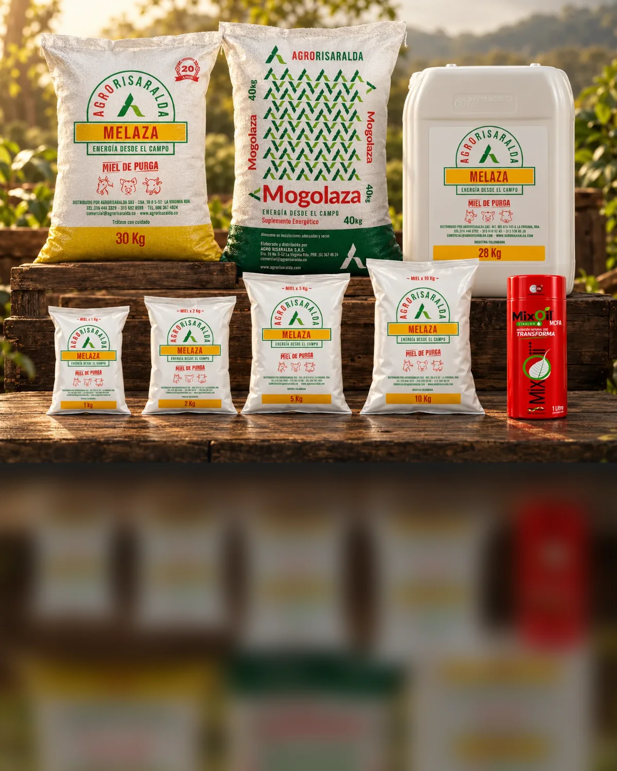 Animal supplement products: molasses, Mogolaza and MixOil
